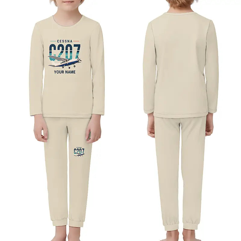 Cessna T207A Stationair 8 - Children Pajamas - Original Chest + Name - Beige