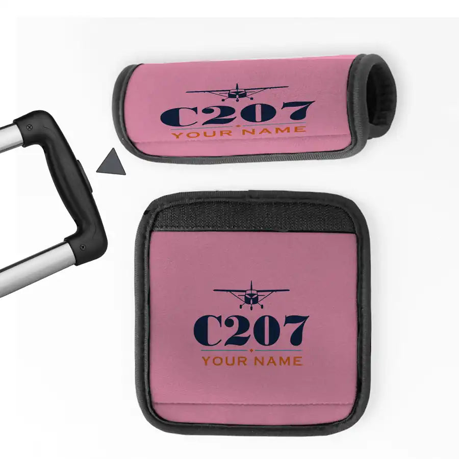 Cessna T207A Stationair 8 - Heritage + Name - Luggage Handle Cover - Pink