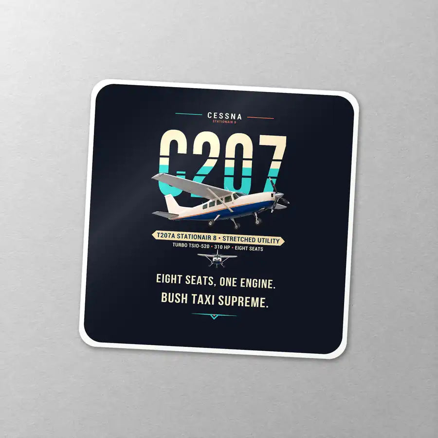 Cessna T207A Stationair 8 - Original - Square Sticker - Close-up