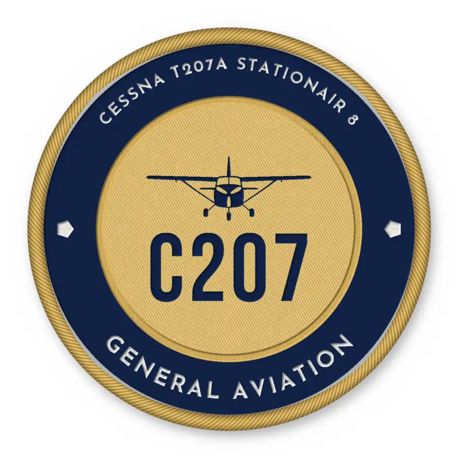 Cessna T207A Stationair 8 Patches - Circle - Navy Gold