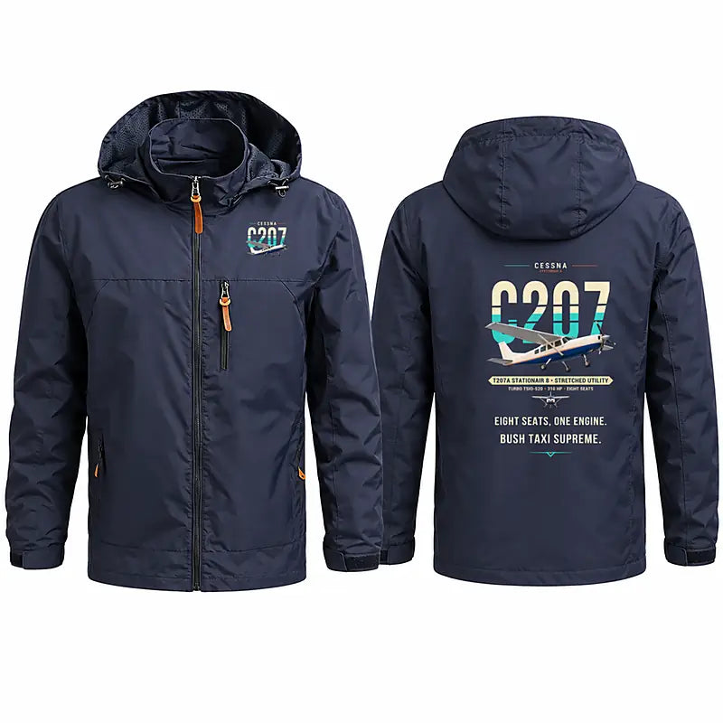 Cessna T207A Stationair 8 Stylish Jackets - Hooded Windbreaker - Original - Navy Blue