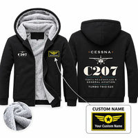 Thumbnail for Cessna T207A Stationair 8 Zipped Sweatshirts - Heritage + Name - Black