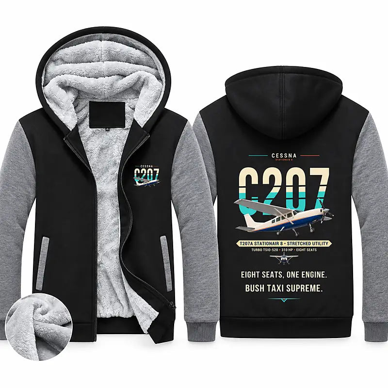 Cessna T207A Stationair 8 Zipped Sweatshirts - Original - Black & Gray
