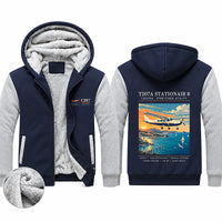 Thumbnail for Cessna T207A Stationair 8 Zipped Sweatshirts - Poster - Navy & Gray