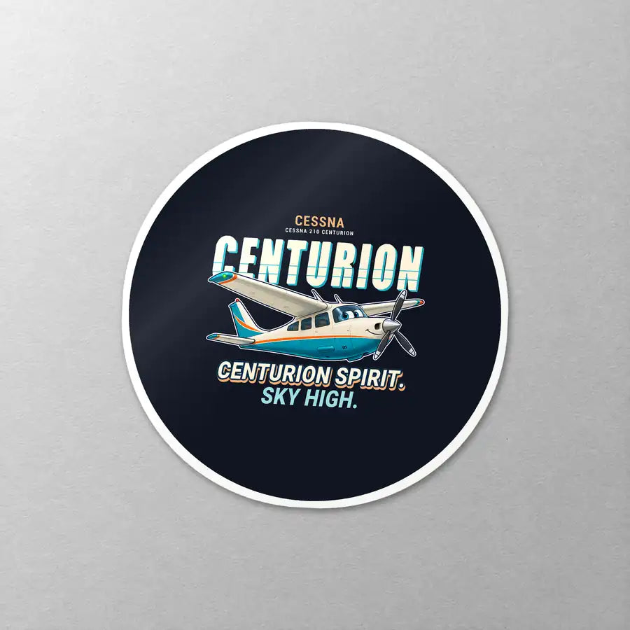 Cessna T210N Centurion - Cartoon - Circle Sticker - Close-up