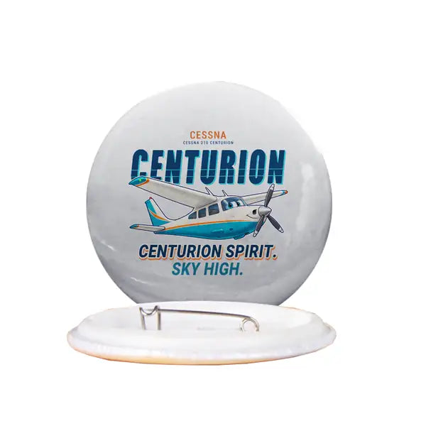 Cessna T210N Centurion - Cartoon - Pin - Light Gray