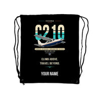 Thumbnail for Cessna T210N Centurion - Drawstring Bag - Original + Name - Black
