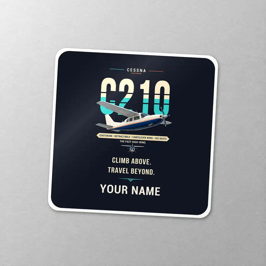 Cessna T210N Centurion - Original + Name - Square Sticker - Close-up