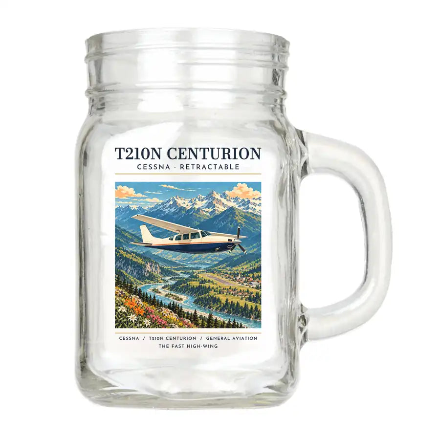 Cessna T210N Centurion - Poster - Cocktail Glass (Mason Jar)