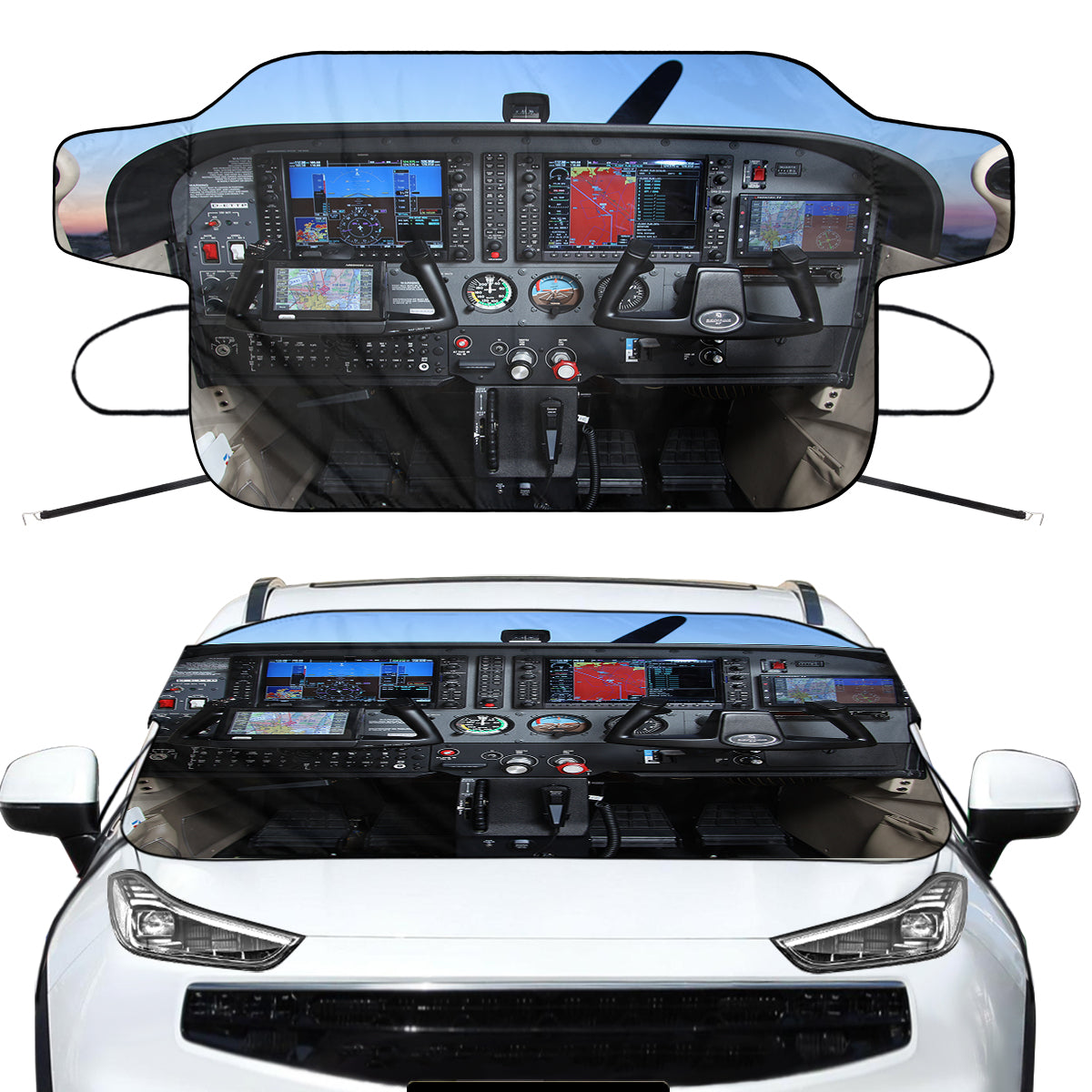Cessna 172 Cockpit Designed Car Windshield Snow Covers
