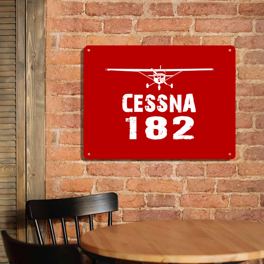 Cessna 182 & Plane Printed Metal Sign