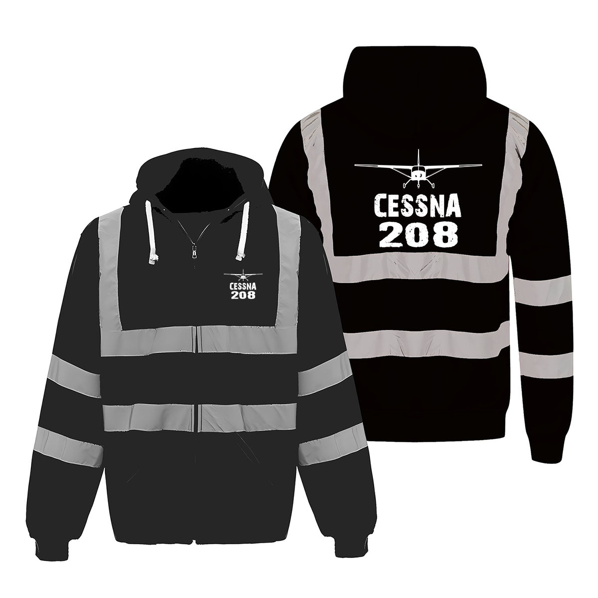 Cessna 208 & Plane Designed Reflective Zipped Hoodies