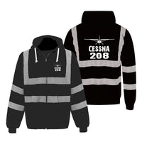 Thumbnail for Cessna 208 & Plane Designed Reflective Zipped Hoodies