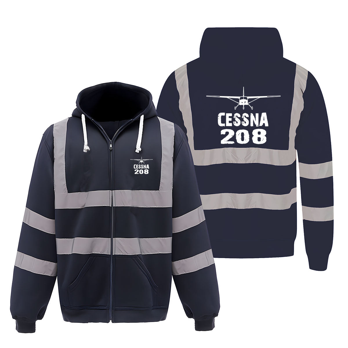 Cessna 208 & Plane Designed Reflective Zipped Hoodies