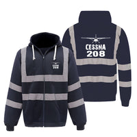 Thumbnail for Cessna 208 & Plane Designed Reflective Zipped Hoodies
