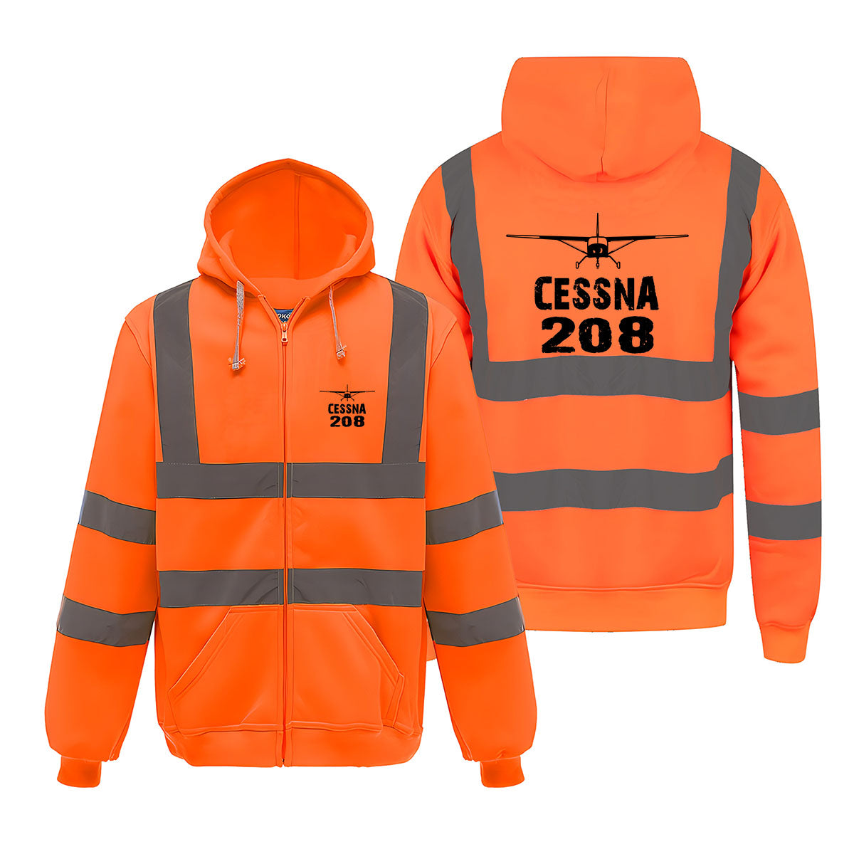 Cessna 208 & Plane Designed Reflective Zipped Hoodies