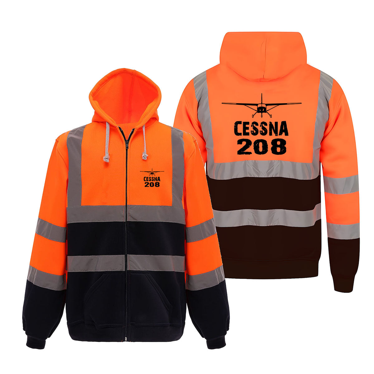 Cessna 208 & Plane Designed Reflective Zipped Hoodies