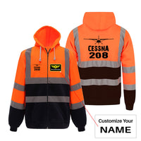 Thumbnail for Cessna 208 & Plane Designed Reflective Zipped Hoodies