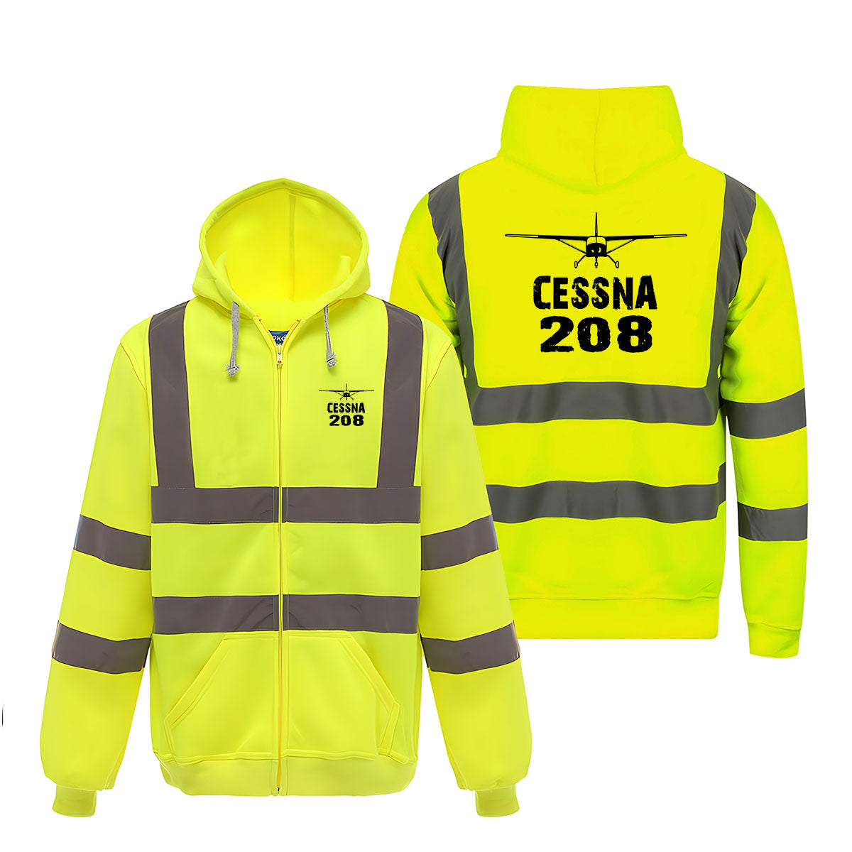 Cessna 208 & Plane Designed Reflective Zipped Hoodies