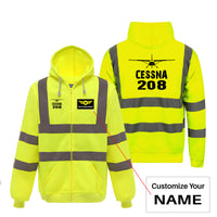 Thumbnail for Cessna 208 & Plane Designed Reflective Zipped Hoodies