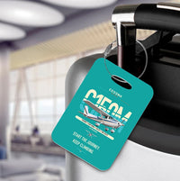 Thumbnail for Cessna 150M design on turquoise acrylic luggage tags, double-side print