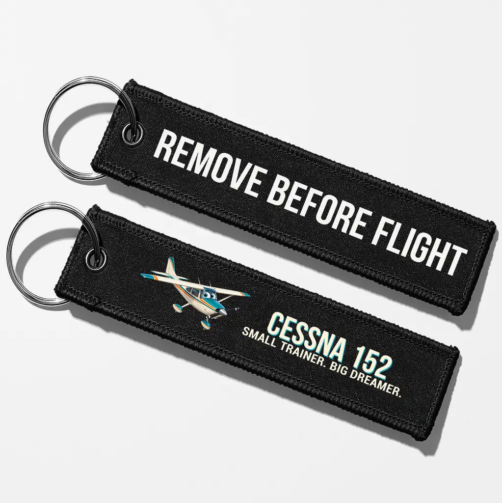 Cartoon Cessna 152 Aviator Key Chains - Black - Remove Before Flight