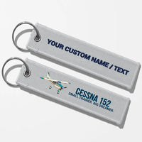 Thumbnail for Cartoon Cessna 152 Aviator Key Chains - Light Gray - Personalized