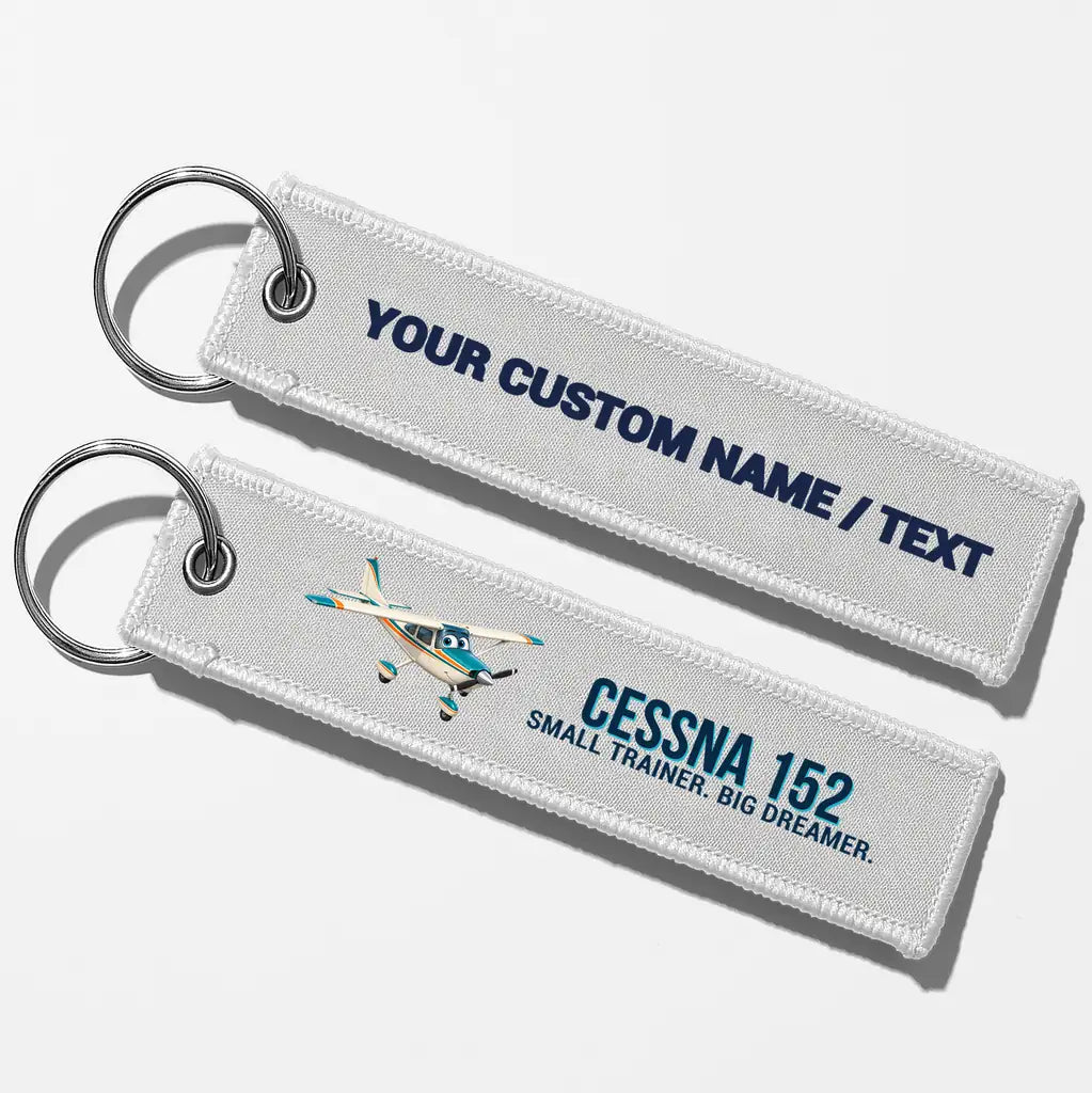 Cartoon Cessna 152 Aviator Key Chains - White - Personalized