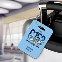 Thumbnail for Cessna 152 design on light blue acrylic luggage tags, double-side print