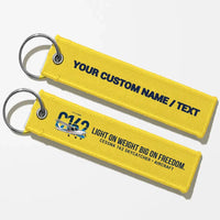 Thumbnail for Cessna 162 Skycatcher Aviator Key Chains - Yellow - Personalized