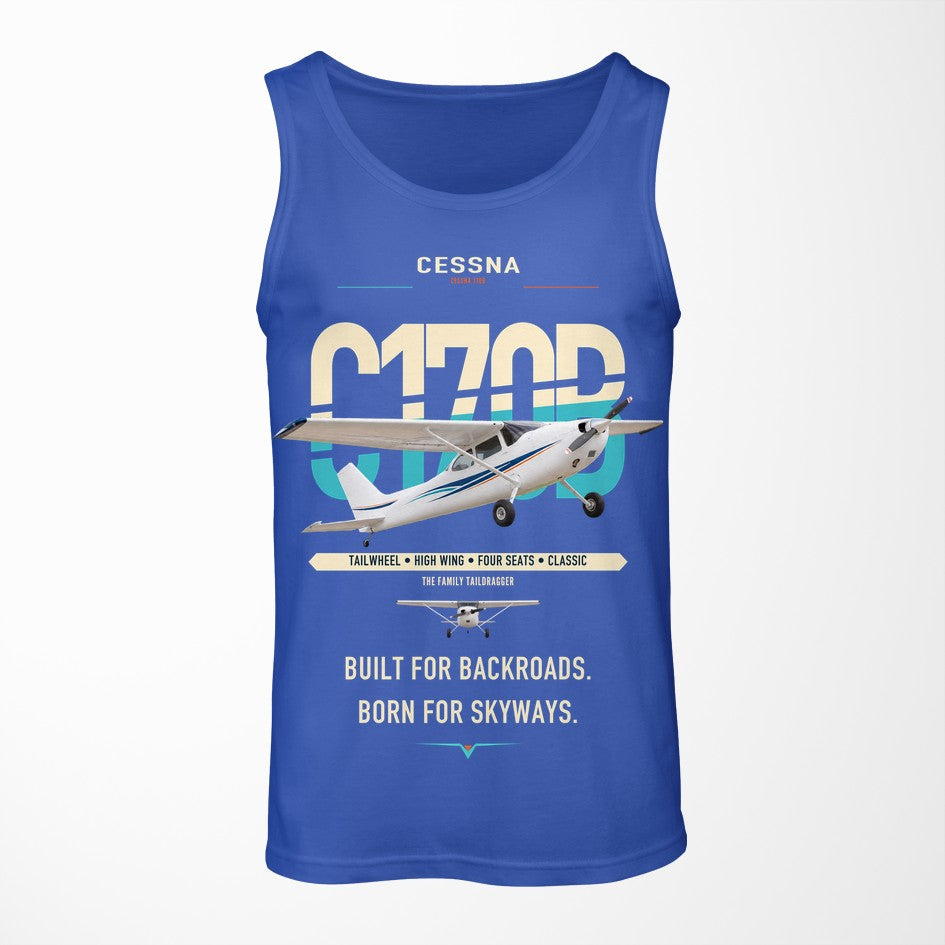 Cessna 170B design on blue tank top