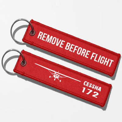 Cessna 172 & Plane Aviator Key Chains - Red - Remove Before Flight