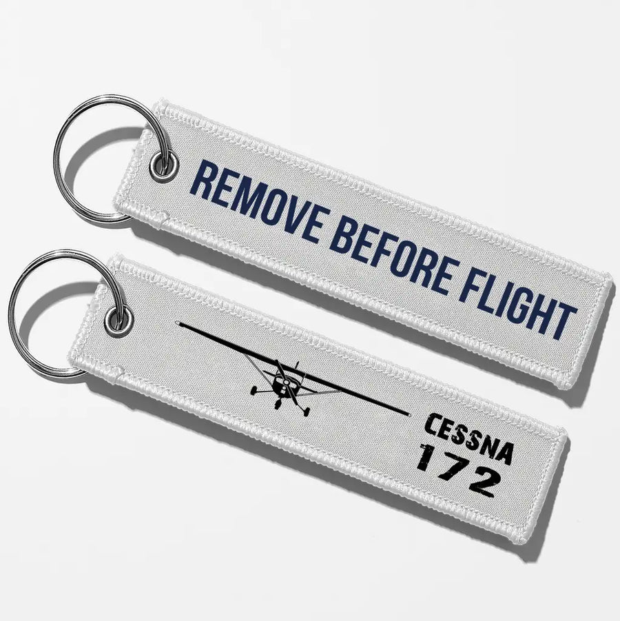 Cessna 172 & Plane Aviator Key Chains - White - Remove Before Flight