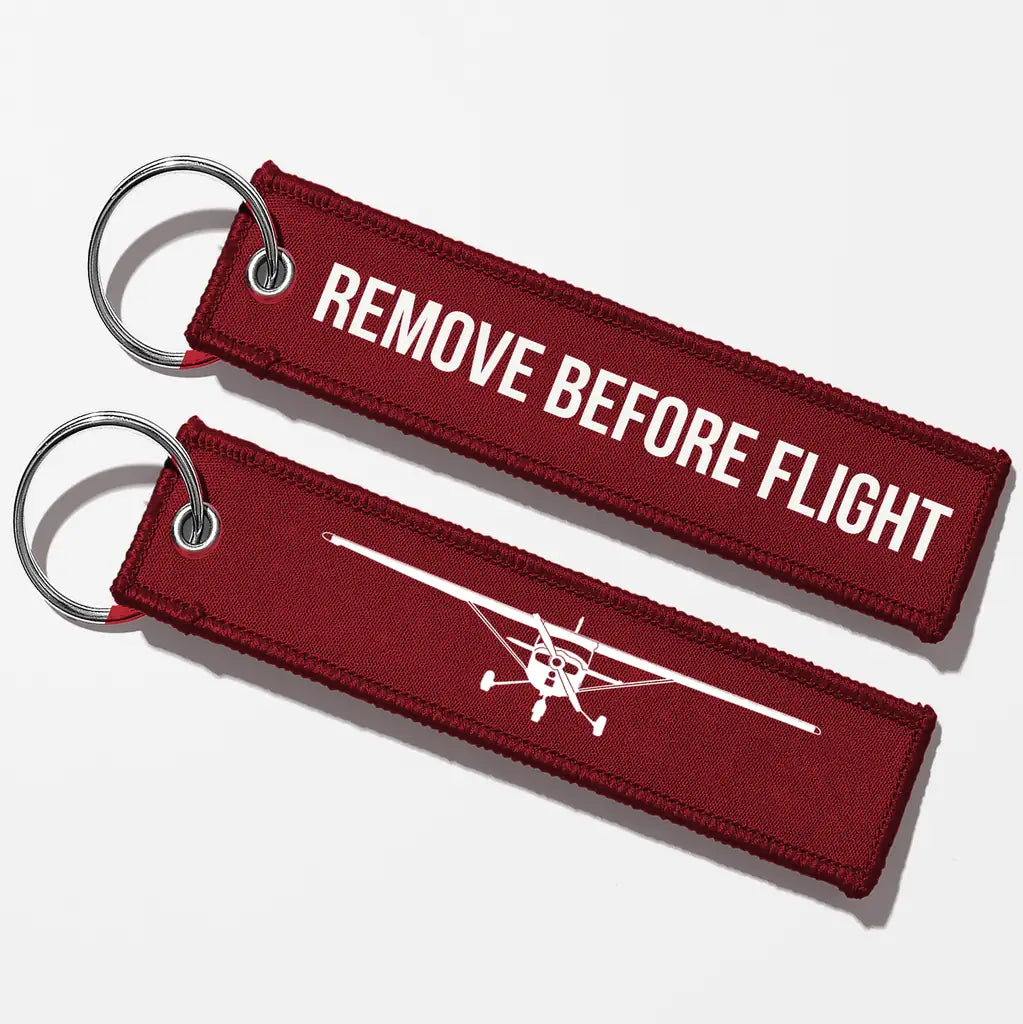 Cessna 172 Silhouette Key Chains - Dark Red - Remove Before Flight