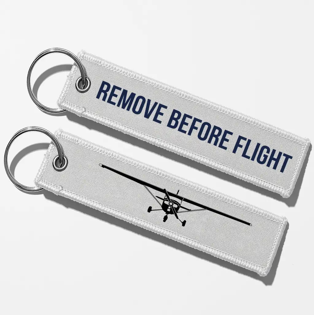 Cessna 172 Silhouette Key Chains - White - Remove Before Flight