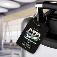 Thumbnail for Cessna 172 Skyhawk design on black acrylic luggage tags, double-side print