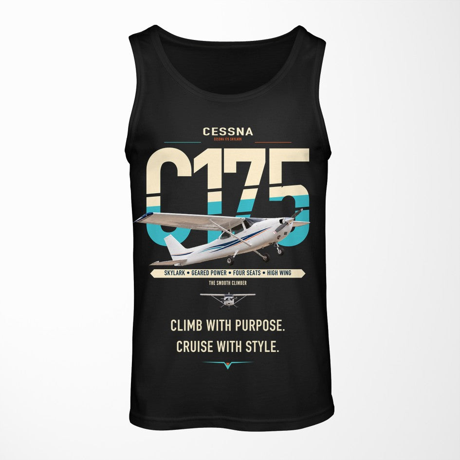 Cessna 175 Skylark design on black tank top