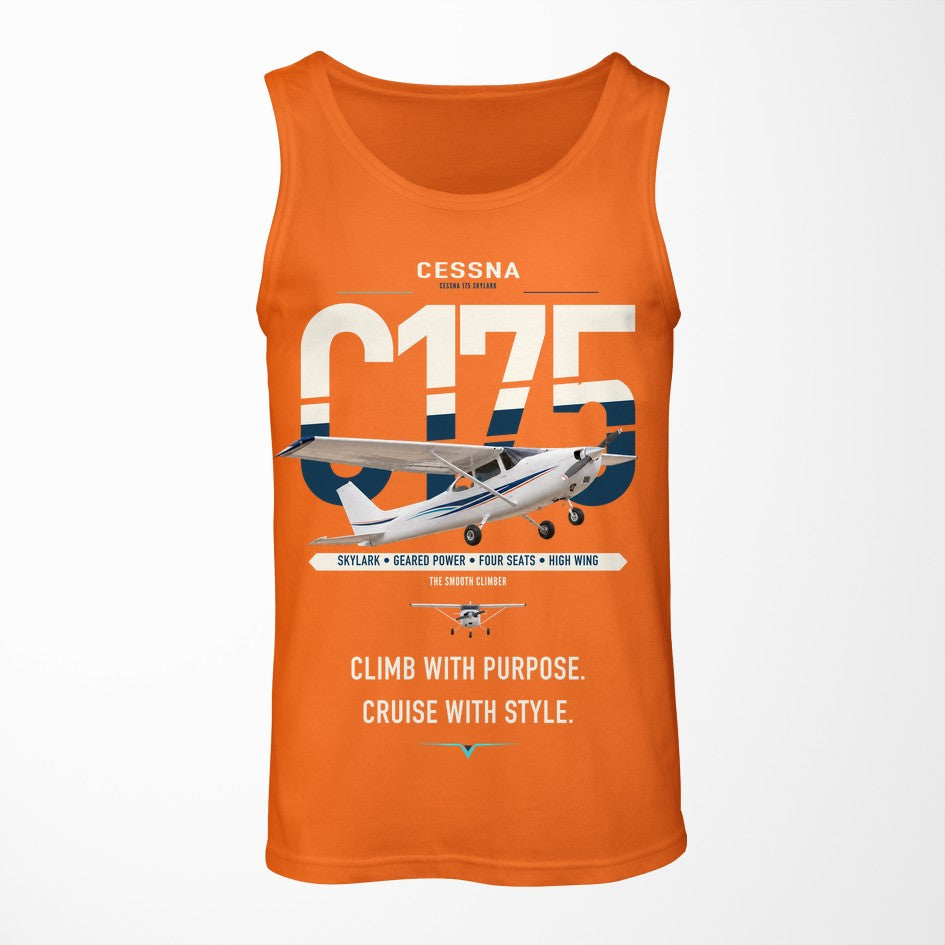 Cessna 175 Skylark design on orange tank top