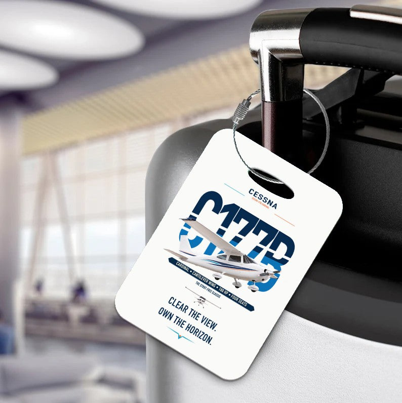 Cessna 177B Cardinal design on white acrylic luggage tags, double-side print