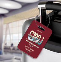 Thumbnail for Cessna 180J Skywagon design on dark red acrylic luggage tags, double-side print