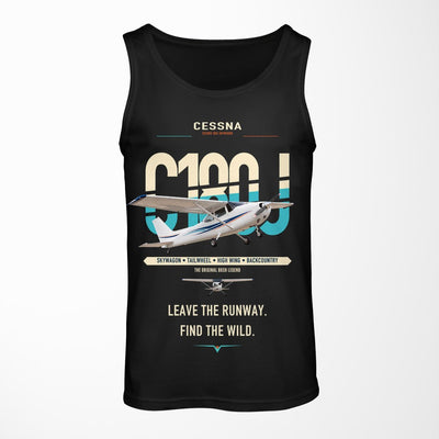 Cessna 180J Skywagon design on black tank top