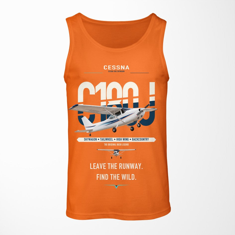 Cessna 180J Skywagon design on orange tank top