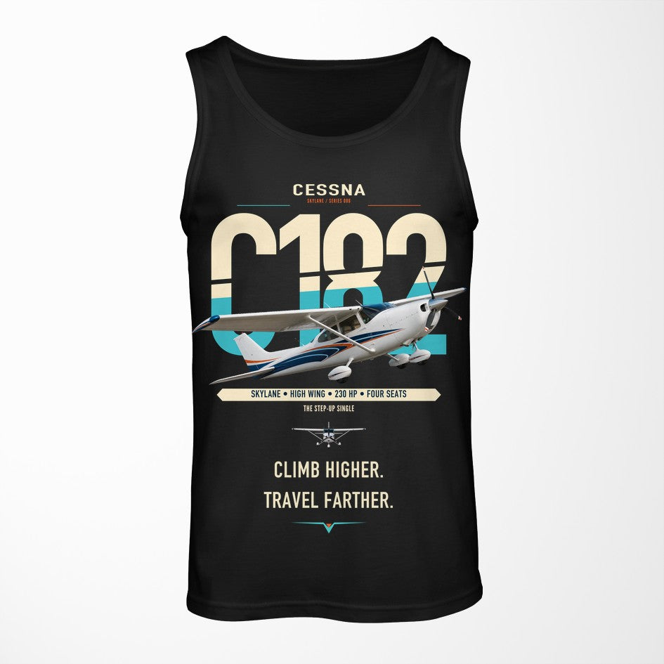 Cessna 182 Skylane design on black tank top