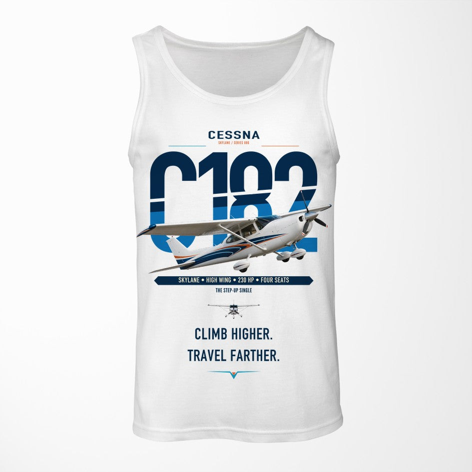 Cessna 182 Skylane design on white tank top