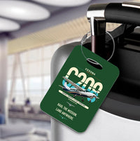 Thumbnail for Cessna 208 Caravan design on dark green acrylic luggage tags, double-side print