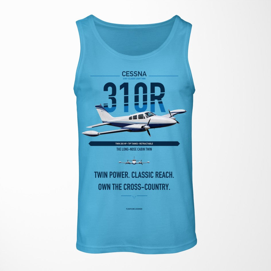 Cessna 310R design on sky blue tank top