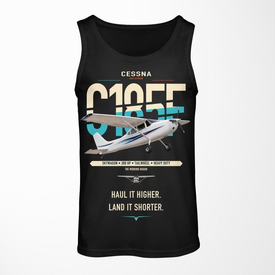 Cessna A185F Skywagon design on black tank top