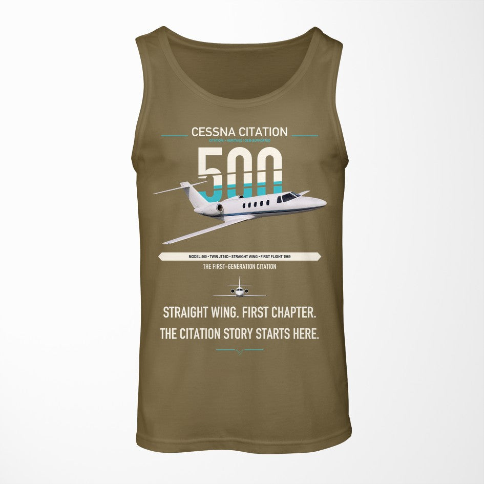 Cessna Citation 500 - Citation I design on green army tank top