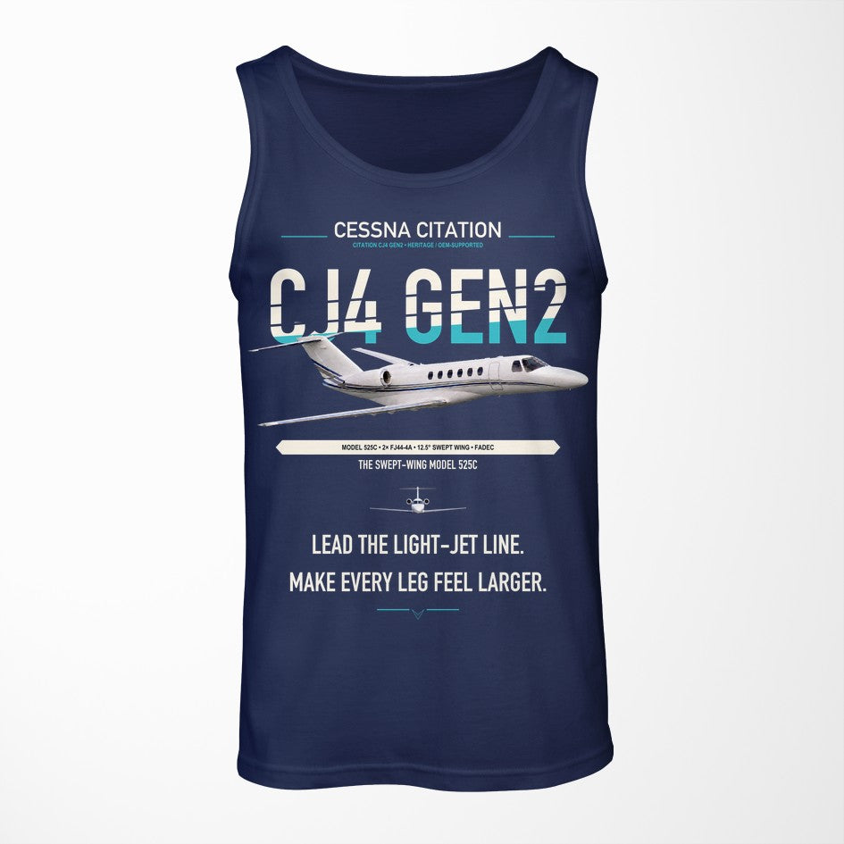 Cessna Citation CJ4 Gen2 design on dark blue tank top