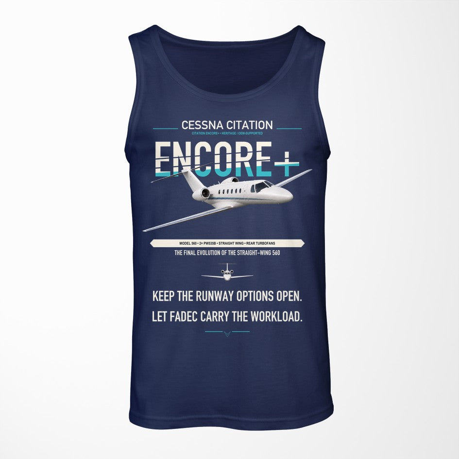Cessna Citation Encore+ design on dark blue tank top